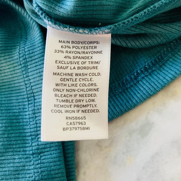 BP Teal Lettuce Ruffle Hem Scoop Neck Rib Tank Top - Picture 5 of 7